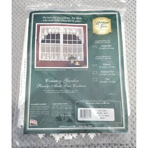 Vtg Heritage Lace Curtains Country Garden Lace Valance 60x14" White NOS SEALED